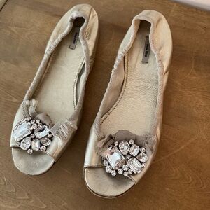 Miu Miu Flats with Crystal Embellishments size 39